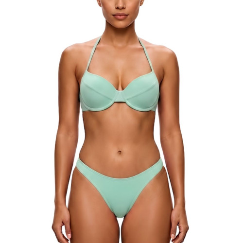 Conjunto top bojo aro calcinha asa delta levanta bumbum verde menta