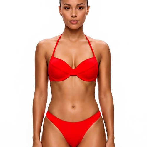 Conjunto top bojo aro calcinha asa delta levanta bumbum vermelho