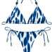 Conjunto de Biquíni de Amarrar Fio Dental Detalhe de Pedras Gota Azul Conjunto de Biquíni de Amarrar Fio Dental Detalhe de Pedras Gota Azul