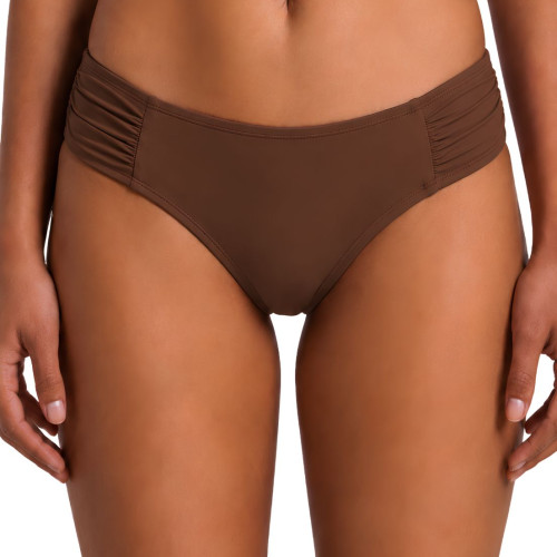Calcinha biquíni plus size franzida marrom
