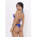 Conjunto de biquíni top cortininha e calcinha asa delta azul 