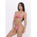 Conjunto de biquíni top cortininha calcinha asa delta fio dental rosa