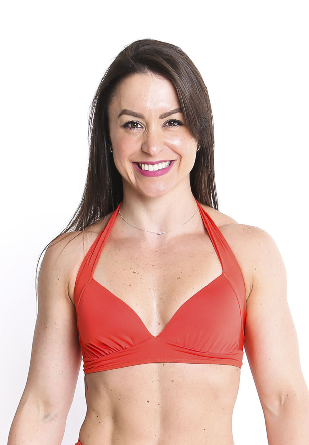 Biquíni top plus franzida com bojo fixo laranja Biquíni top plus franzida com bojo fixo laranja
