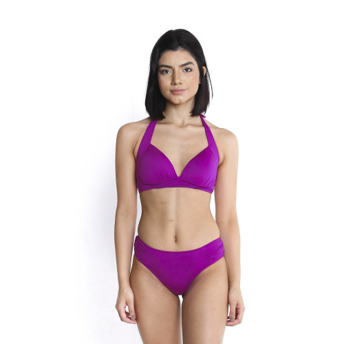 Conjunto de biquíni plus franzido magento