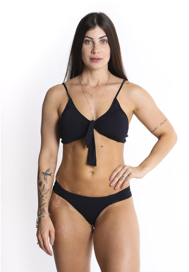 Conjunto de biquíni top bojo laço calcinha ripple