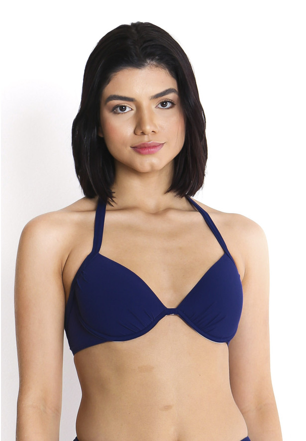 Biquíni top bojo 1/2 taça azul marinho