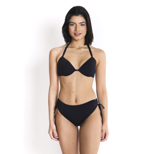 Conjunto de biquíni top 1/2 taça calcinha sunquini preto