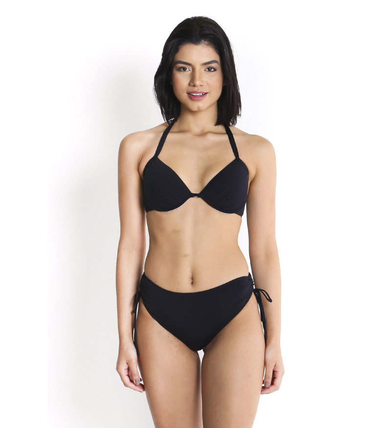 Conjunto de biquíni top 1/2 taça calcinha sunquini preto