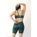 Conjunto fitness top alça dupla bermuda com bolso cirre escuro