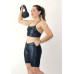 Conjunto fitness topkini e bermuda com bolso cirre preto