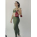 Conjunto fitness top de tiras e legging cós alto verde