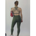 Conjunto fitness top de tiras e legging cós alto verde