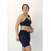 Conjunto fitness top nadador bermuda com bolso preto