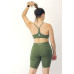 Conjunto fitness top nadador bermuda com bolso verde