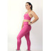 Conjunto fitness top nadador legging cós alto cirre rosa