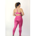Conjunto fitness top nadador legging cós alto cirre rosa