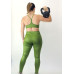 Conjunto fitness top nadador legging cós alto cirre verde