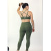 Conjunto fitnesstop alça dupla legging verde suplex 