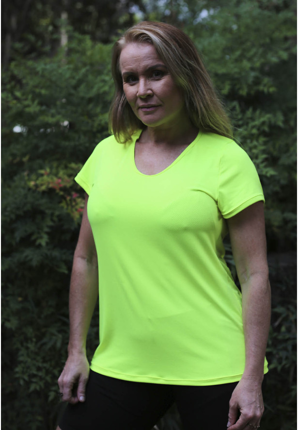 Camiseta Fitness com Proteção UV amarelo neon