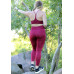 Conjunto fitness topkini legging bolso no cós vinho