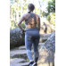 Conjunto fitness top tiras legging com bolso lateral cinza mescla