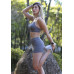 Conjunto fitness topkini nadador short crossfit cinza mescla