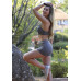 Conjunto fitness topkini nadador short crossfit cinza mescla