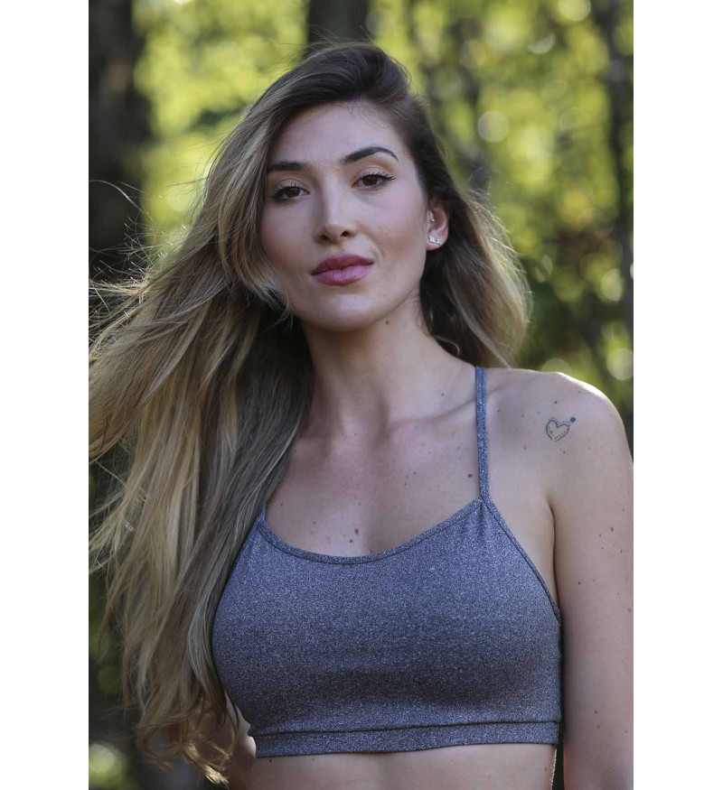 Topkini nadador fitness cinza mescla