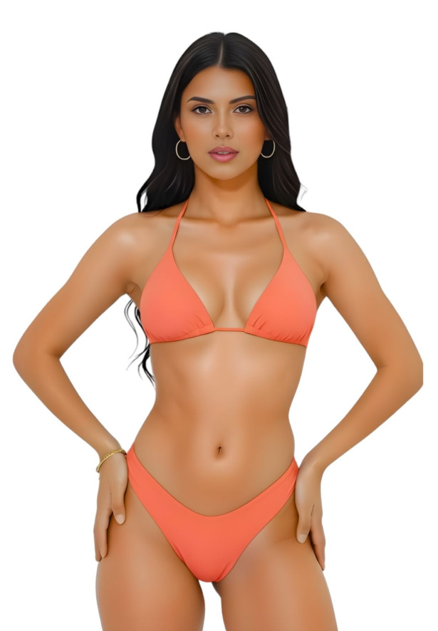 Conjunto de biquíni top cortininha calcinha asa delta fio dental