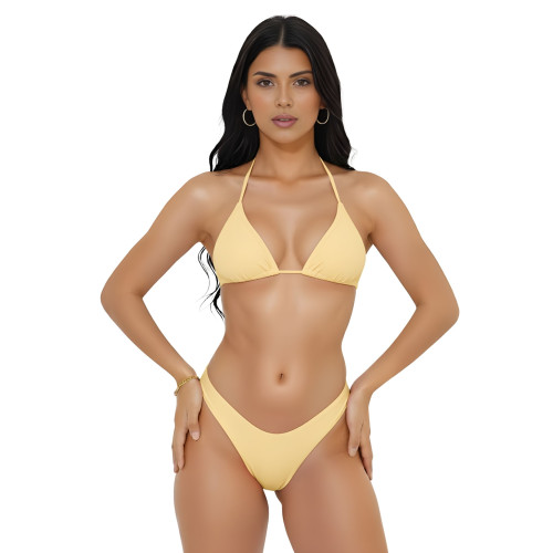 Conjunto de biquíni top cortininha calcinha asa delta fio dental