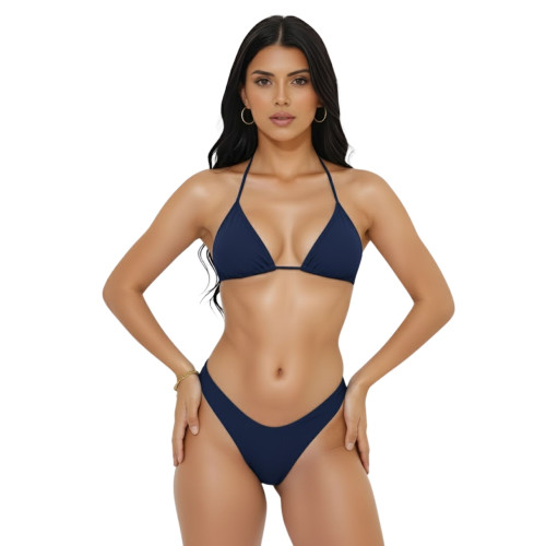 Conjunto de biquíni top cortininha calcinha asa delta fio dental