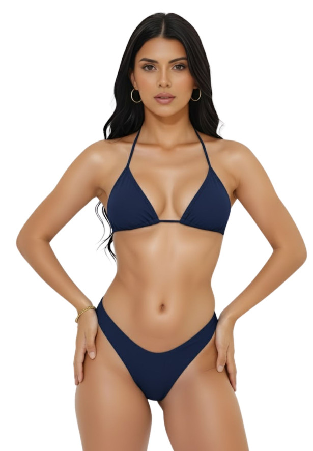 Conjunto de biquíni top cortininha calcinha asa delta fio dental