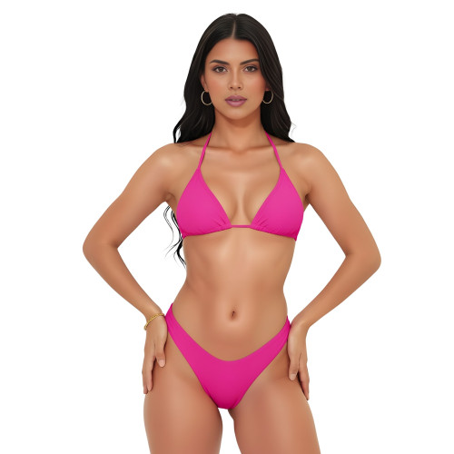 Conjunto de biquíni top cortininha calcinha asa delta fio dental