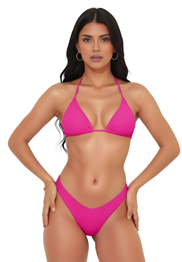 Conjunto de biquíni top cortininha calcinha asa delta fio dental