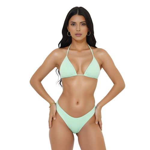 Conjunto de biquíni top cortininha calcinha asa delta fio dental