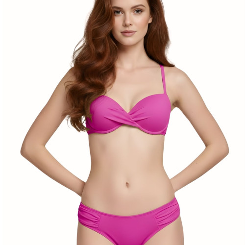 Biquini Conjunto Top Meia Taça Calcinha Plus Franzida