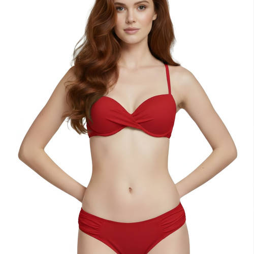 Biquini Conjunto Top Meia Taça Calcinha Plus Franzida