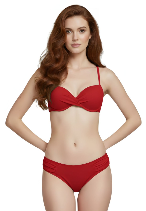 Biquini Conjunto Top Meia Taça Calcinha Plus Franzida