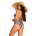 Biquíni Feminino Top Meia Taça Cruzado e Calcinha Hot Pants Estampado Leopardo
