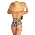 Biquíni Feminino Top Meia Taça Cruzado e Calcinha Hot Pants Estampado Leopardo