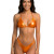 Biquini Conjunto Cortininha Asa Delta Fio Dental Metalico Laranja