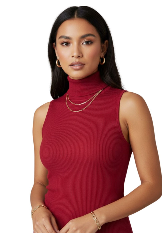 Blusa Canelada Gola Alta Feminina