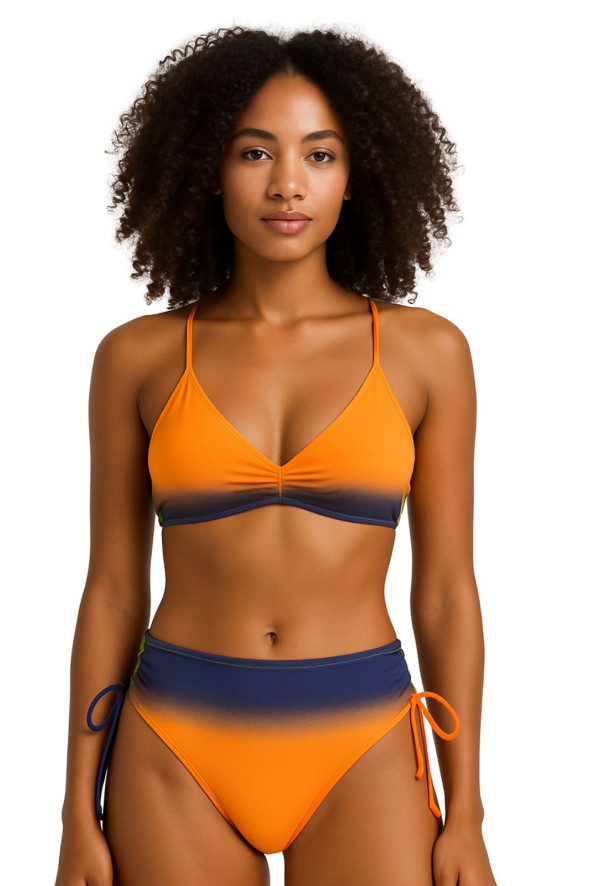 Conjunto Biquíni Top Bojo Laço e Calcinha Sunquíni Túnel Tie Dye