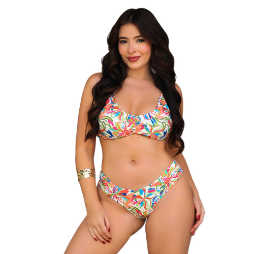 Conjunto top bojo laço calcinha plus size