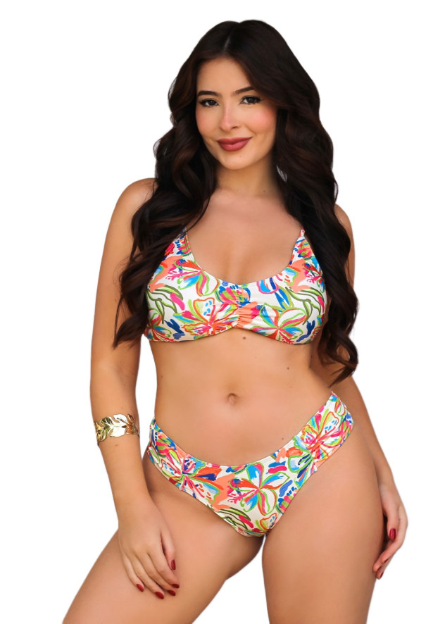 Conjunto top bojo laço calcinha plus size