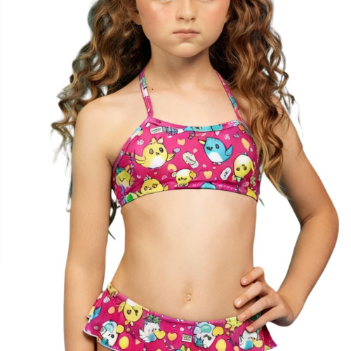 Conjunto Biquini Infantil Menina estampado com Babado na Calcinha – Conforto e Estilo para os Dias de Sol