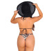 Biquini Conjunto Tanga Fio Dental Marquinha de fita e Top cortininha animal print