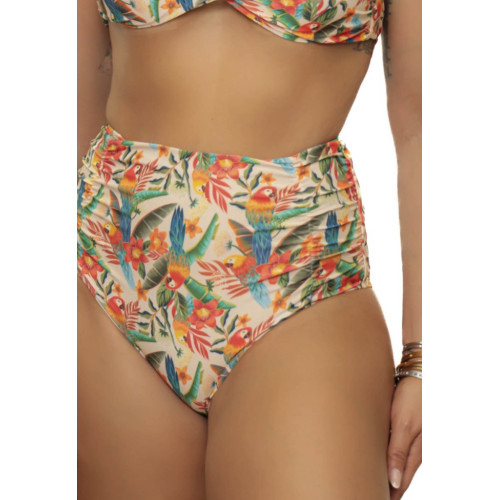 Calcinha hot pants estampa araras tropical