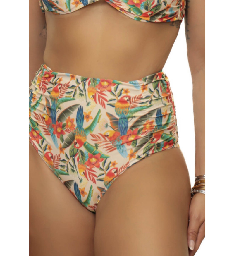 Calcinha hot pants estampa araras tropical