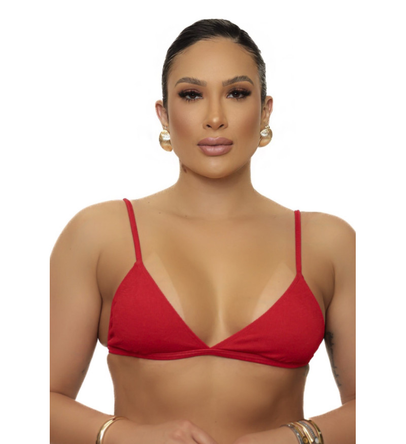 Top fixo com regulador canelado vermelho